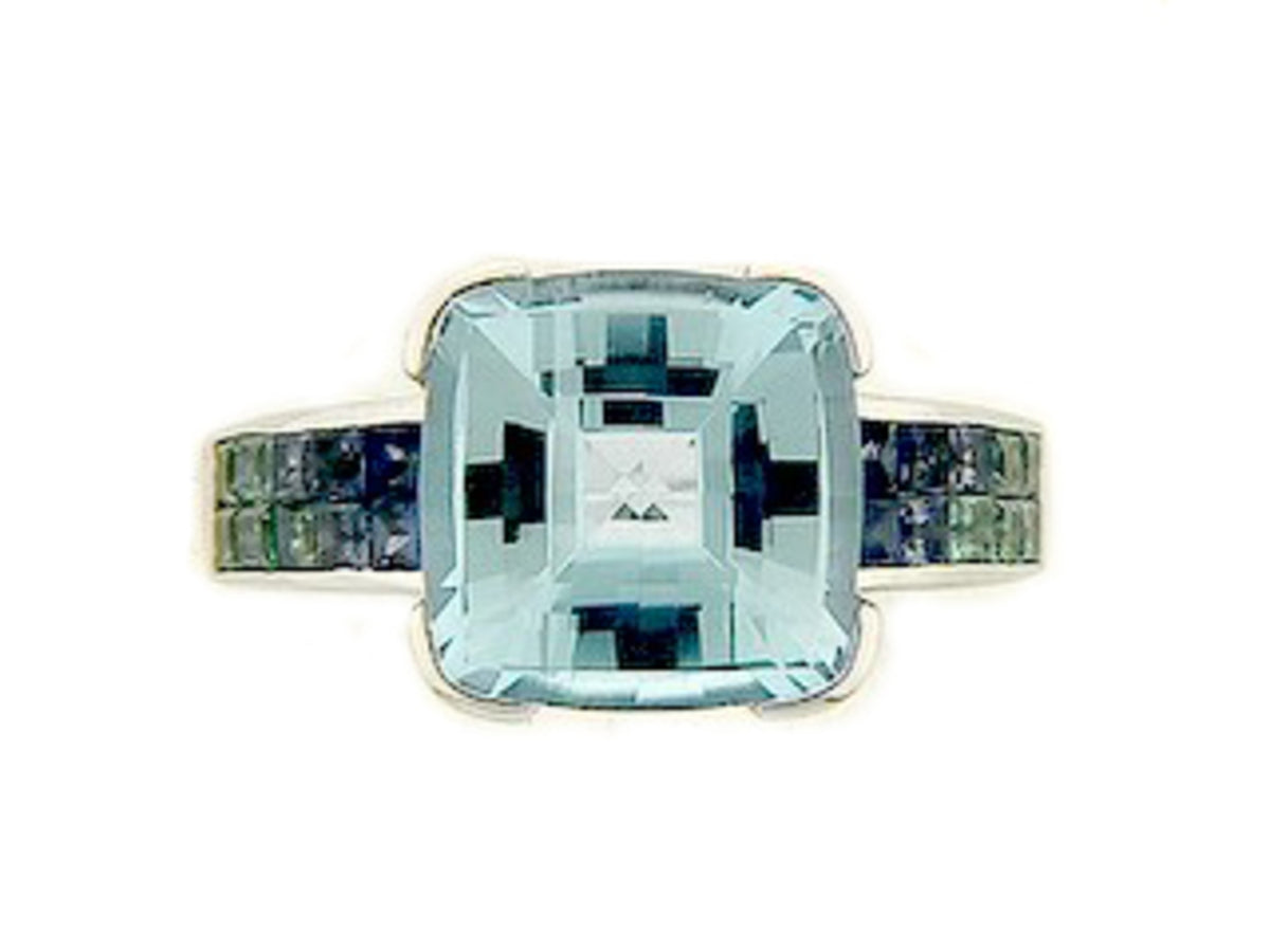 CHB BLUE TOPAZ, SAPPHIRE & TSAVORITE RING