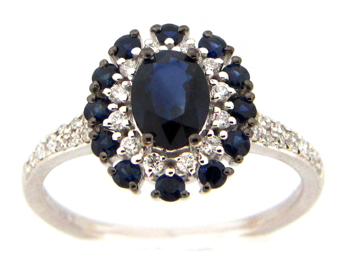 SAPPHIRE & DIAMOND RING, 14KW (H)
