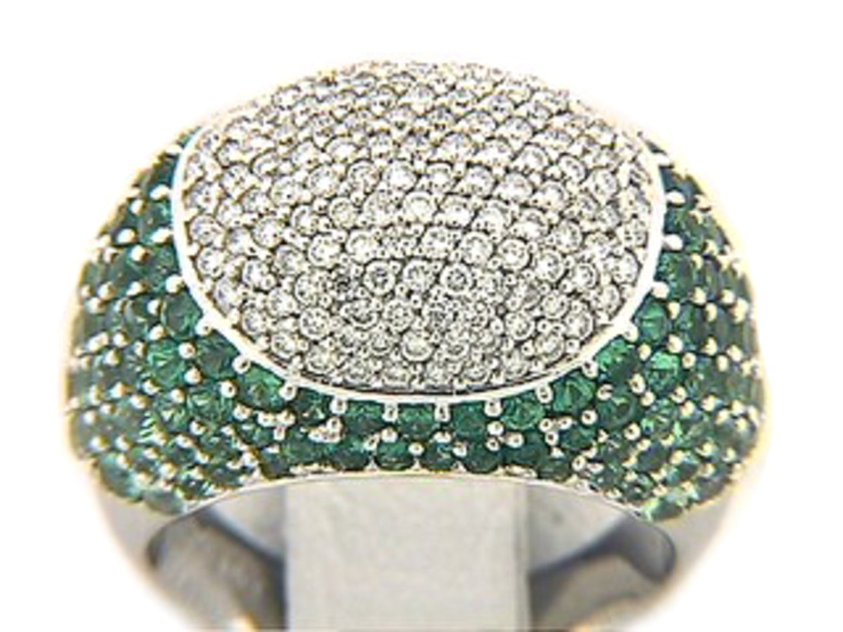 TSAVORITE & DIAMOND RING, 18KW (N), C=3.80