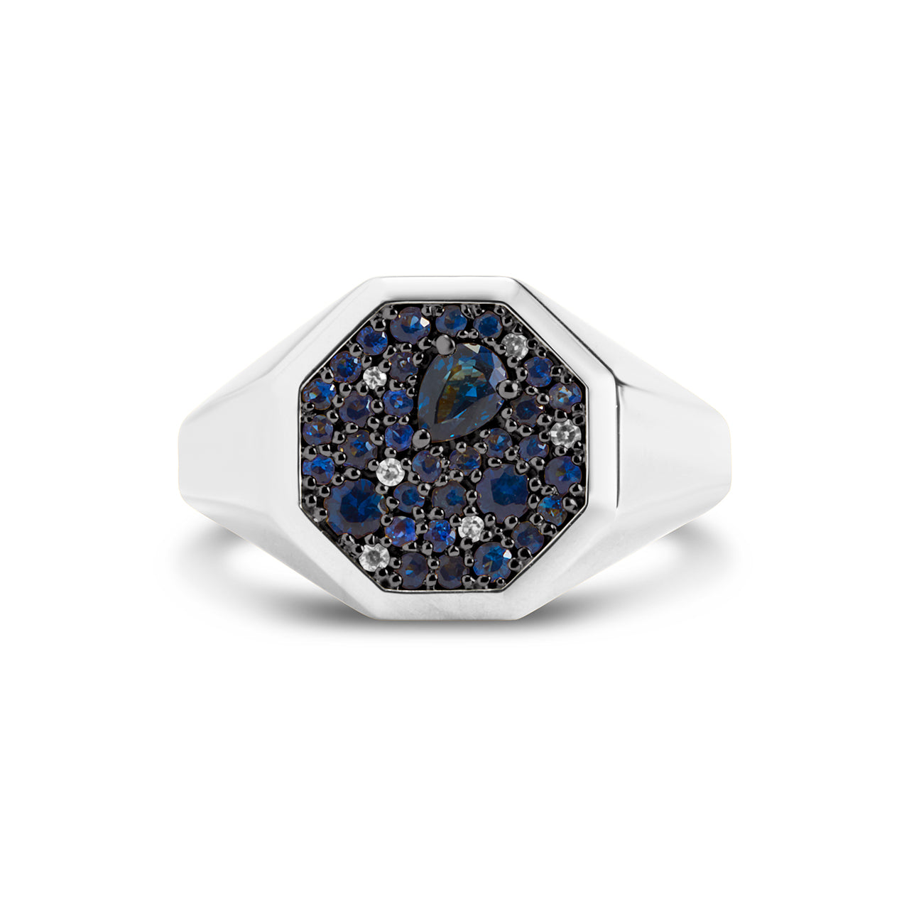 Sapphire & Diamond Octagon Ring