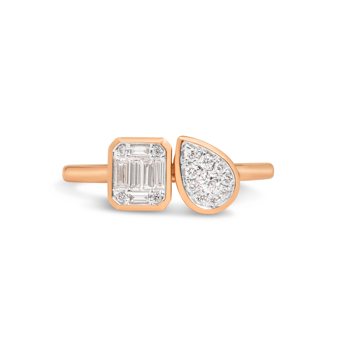 Diamond Emerald & Pear Toi Et Moi Ring