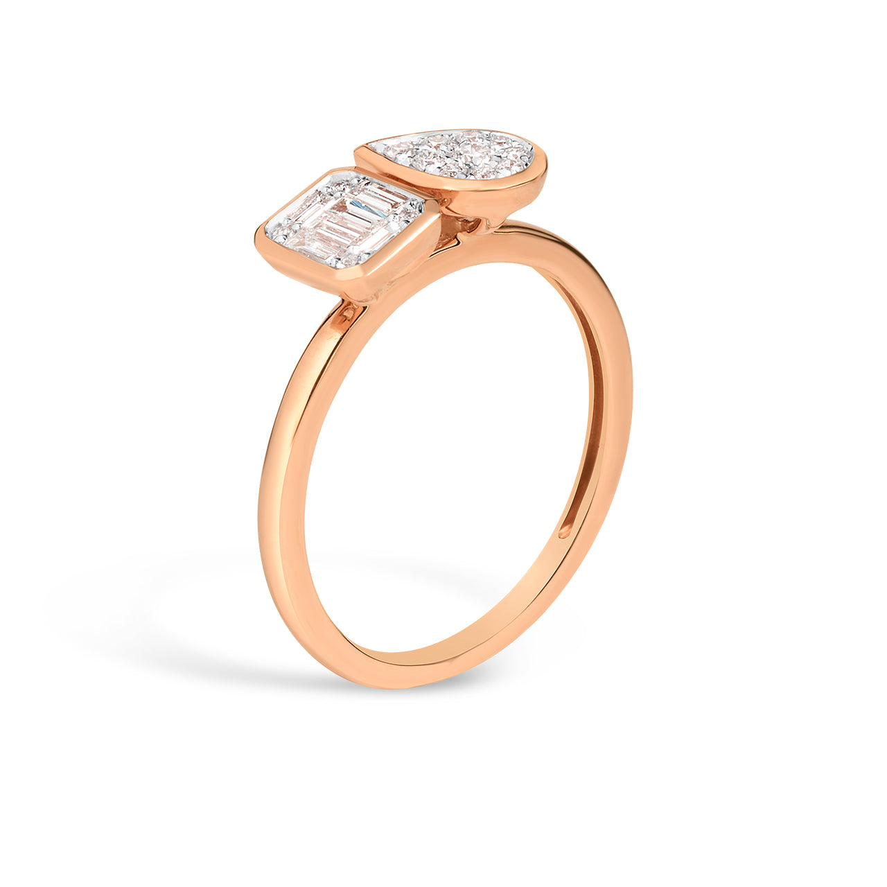 Diamond Emerald & Pear Toi Et Moi Ring