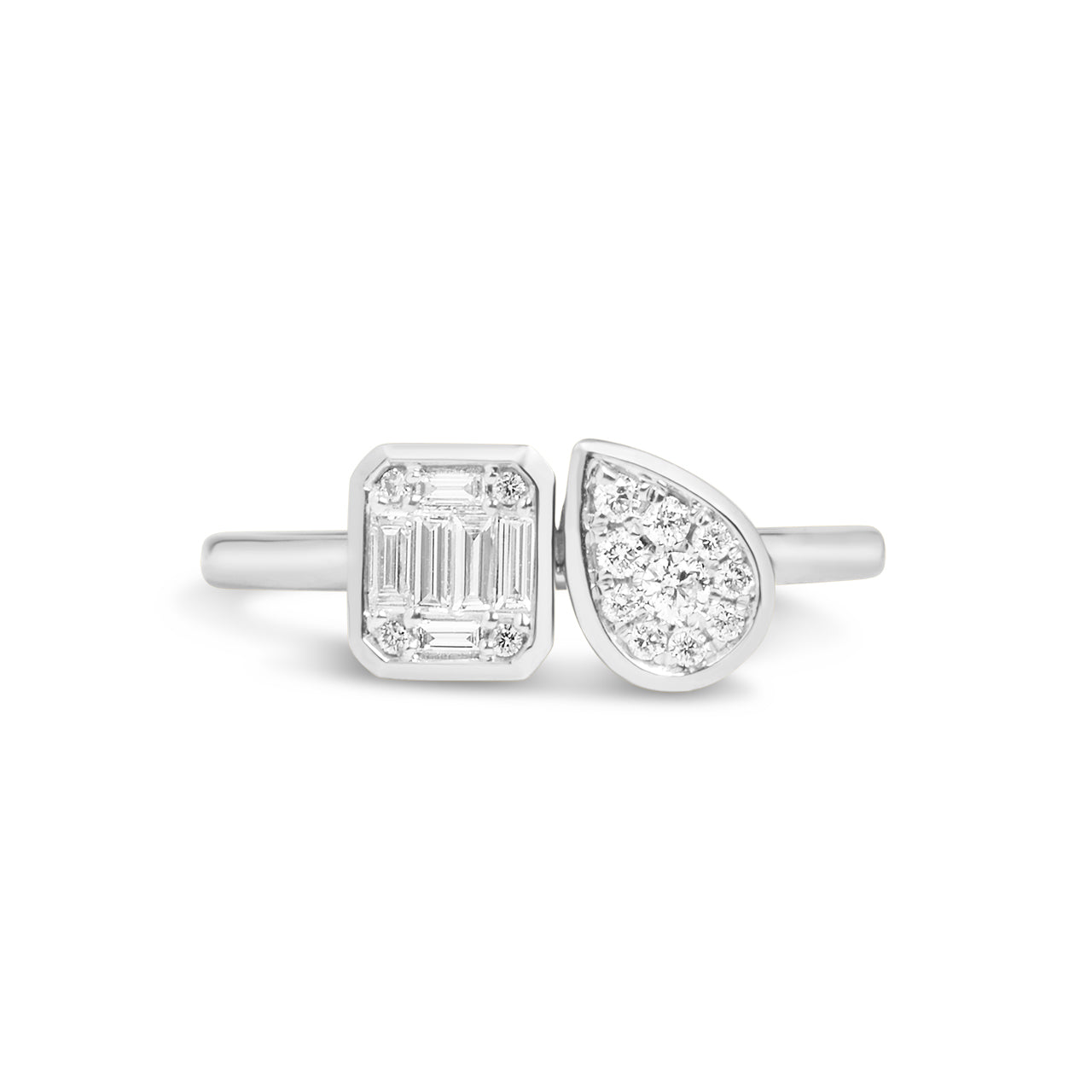 Diamond Emerald & Pear Toi Et Moi Ring