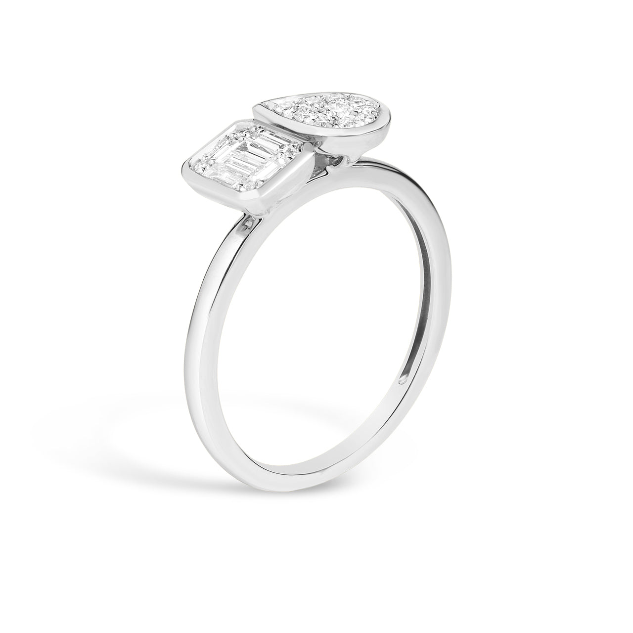 Diamond Emerald & Pear Toi Et Moi Ring