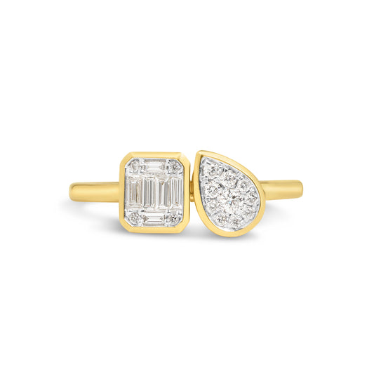 Diamond Emerald & Pear Toi Et Moi Ring