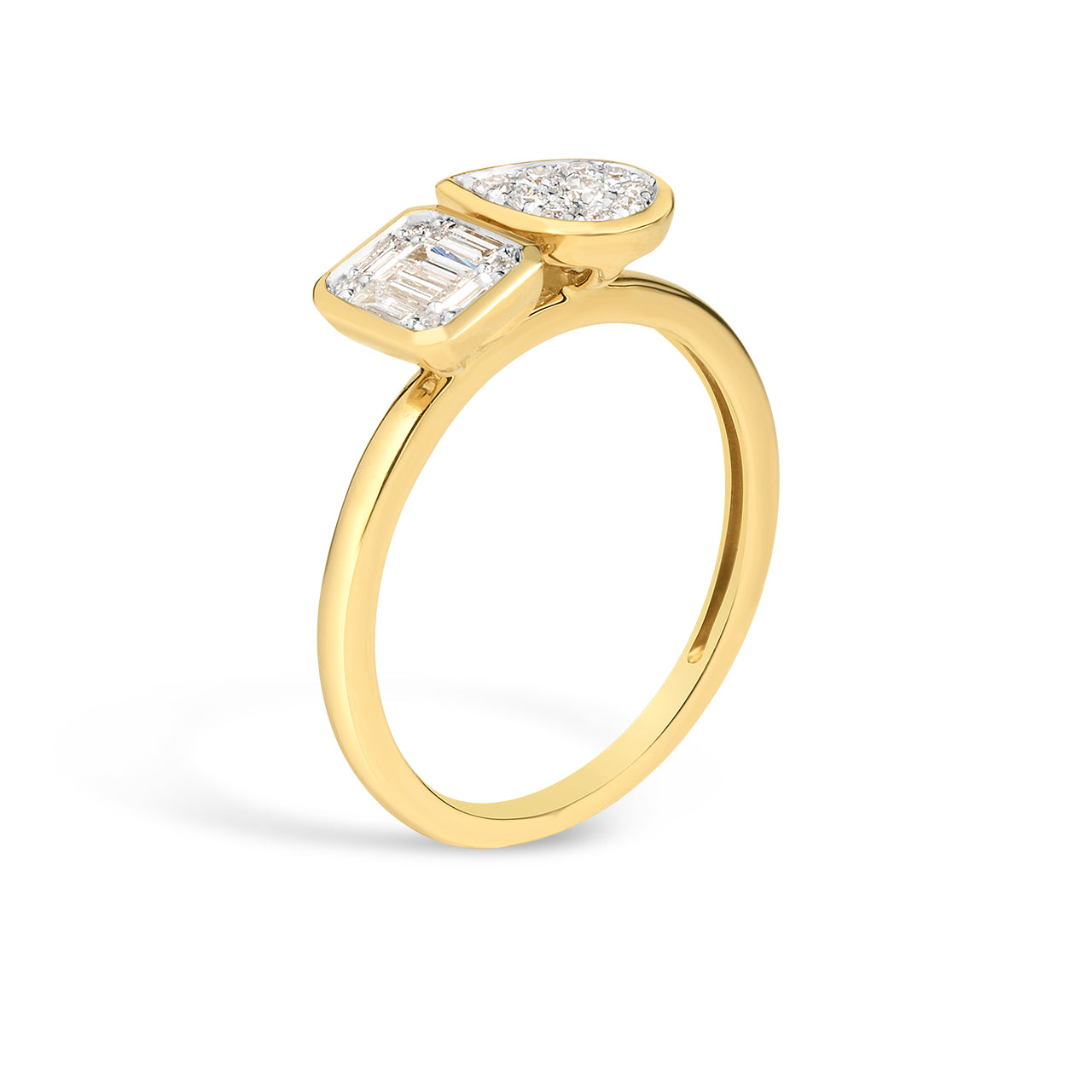 Diamond Emerald & Pear Toi Et Moi Ring