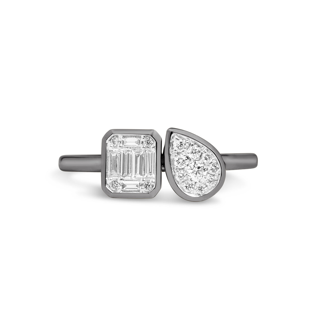 Diamond Emerald & Pear Toi Et Moi Ring