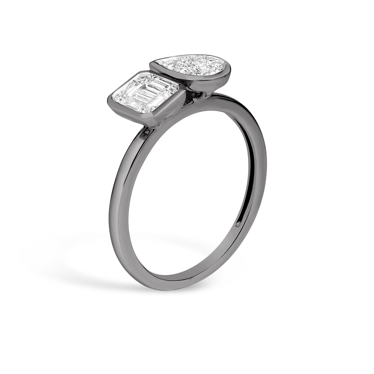 Diamond Emerald & Pear Toi Et Moi Ring