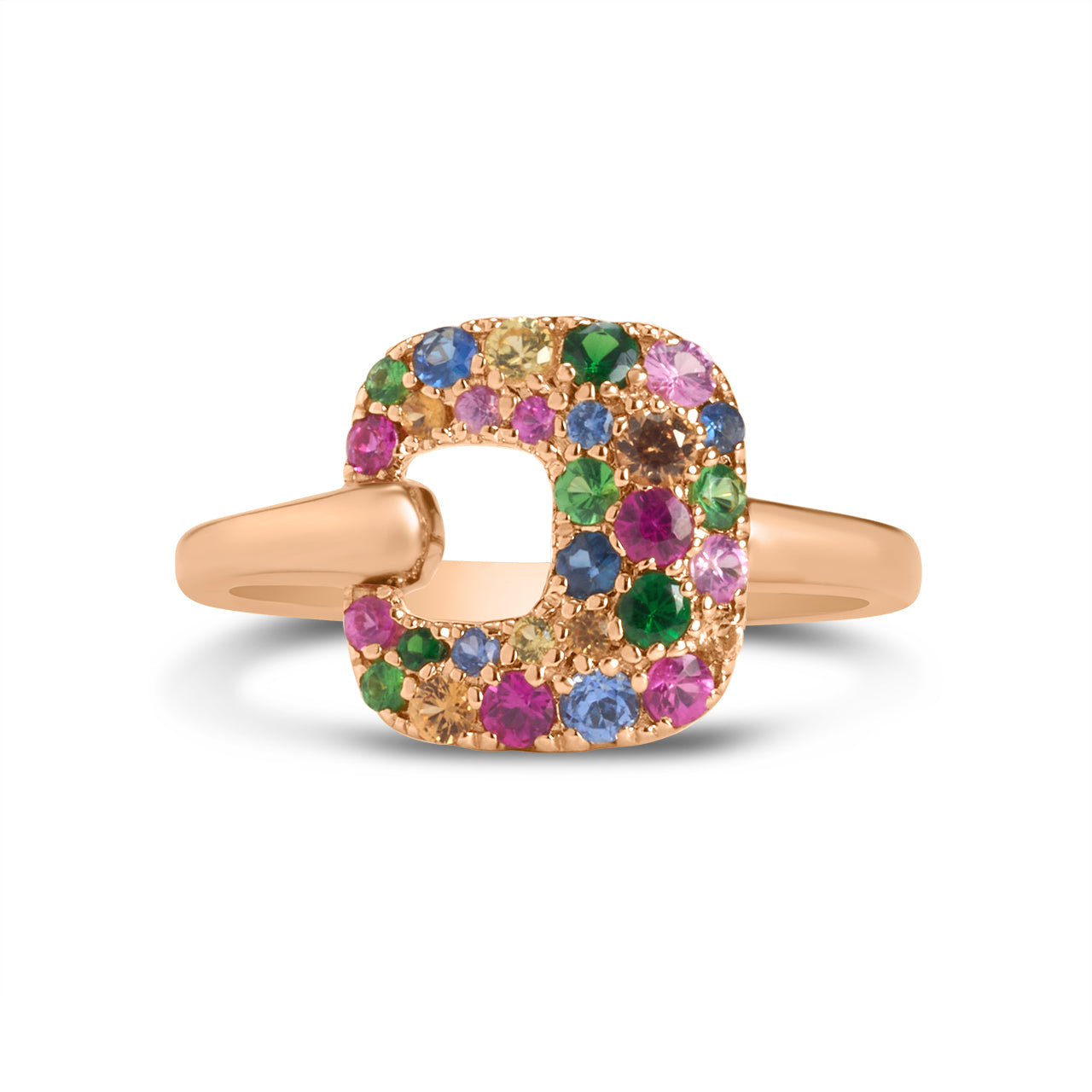 Rainbow Sapphire Cushion Ring