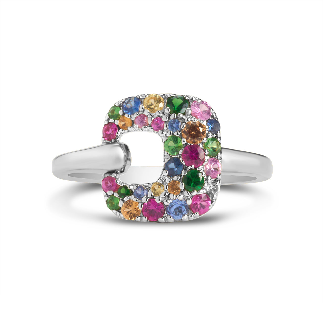 Rainbow Sapphire Cushion Ring