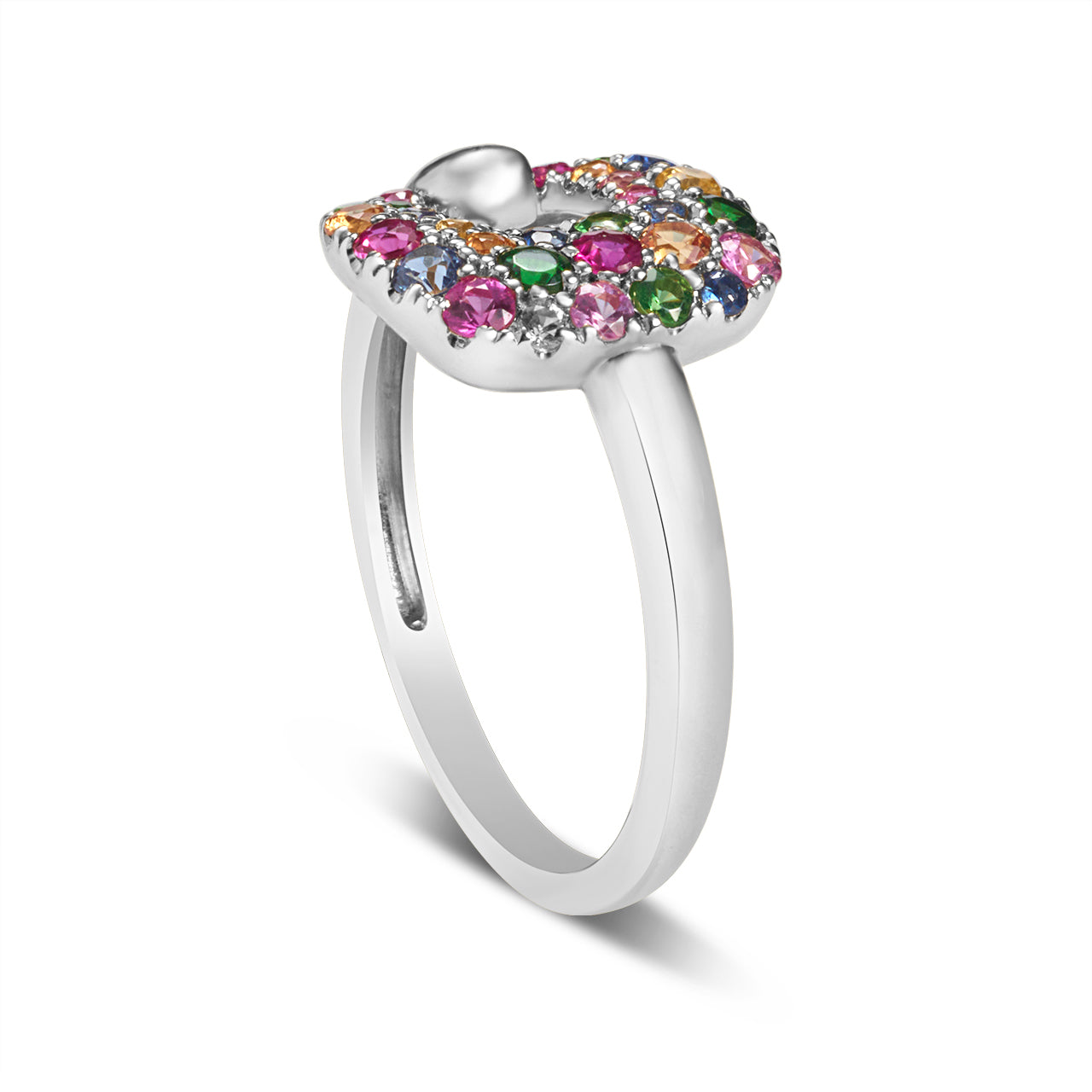 Rainbow Sapphire Cushion Ring