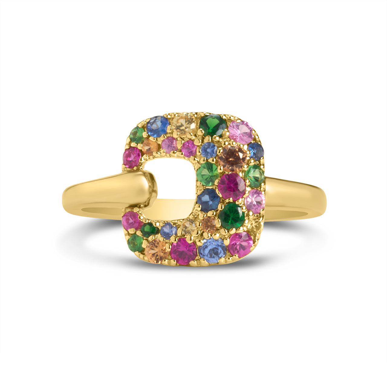 Rainbow Sapphire Cushion Ring