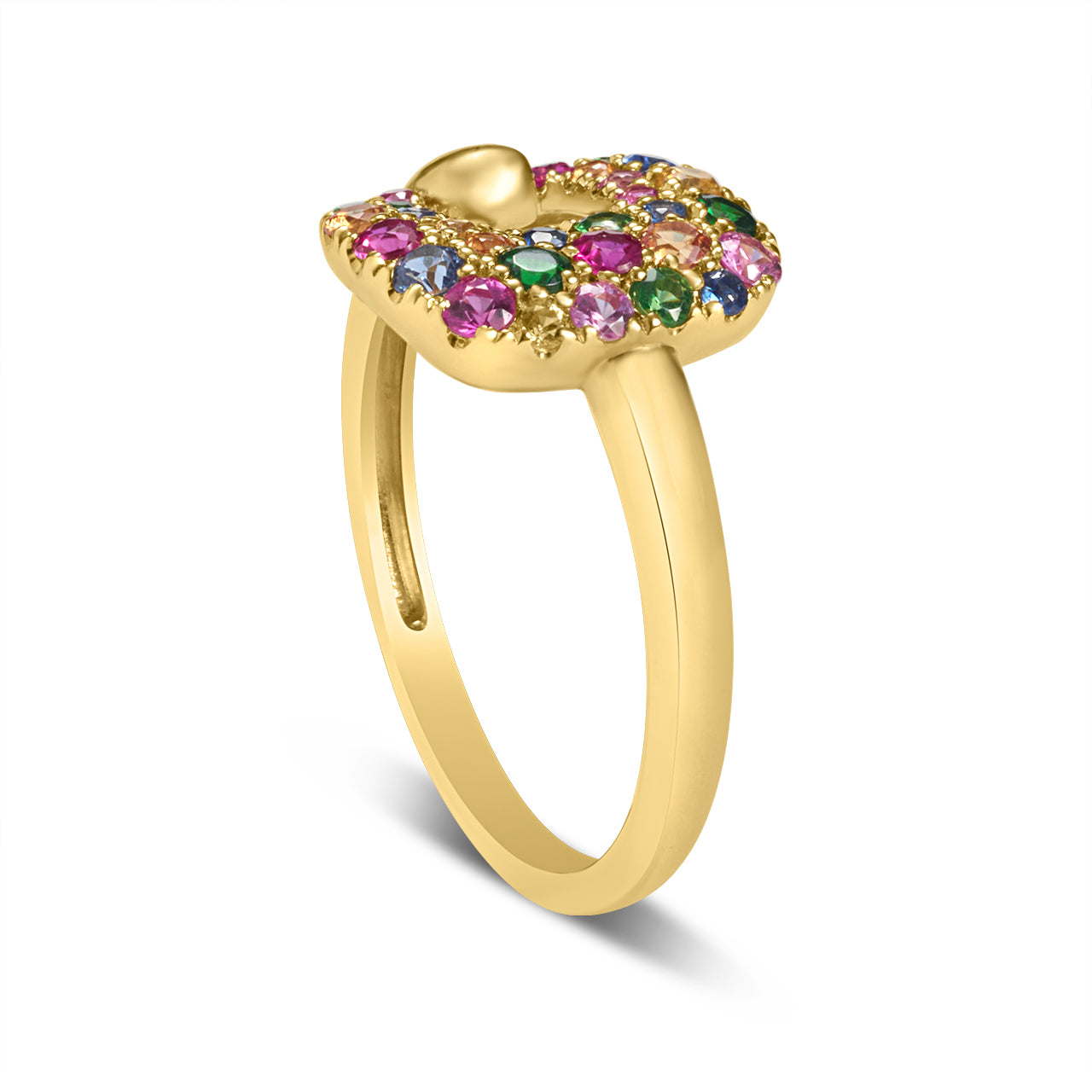 Rainbow Sapphire Cushion Ring