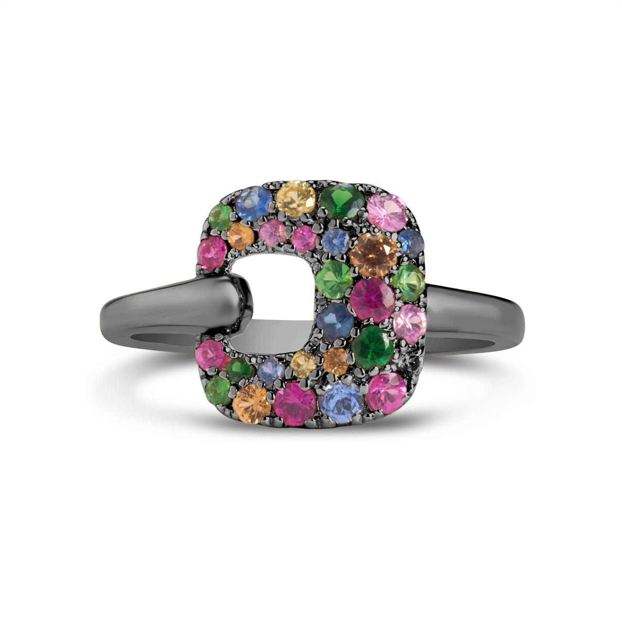 Rainbow Sapphire Cushion Ring