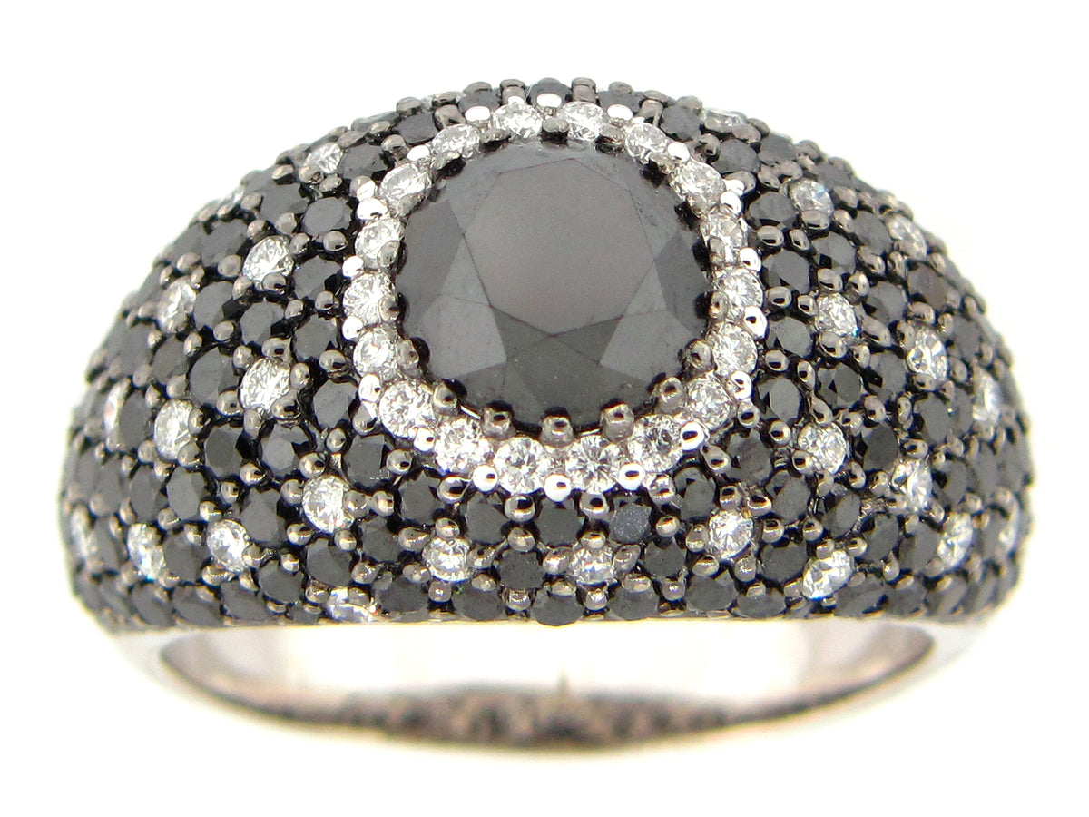 BLACK & WHITE DIAMOND RING, 18KW (R/N)