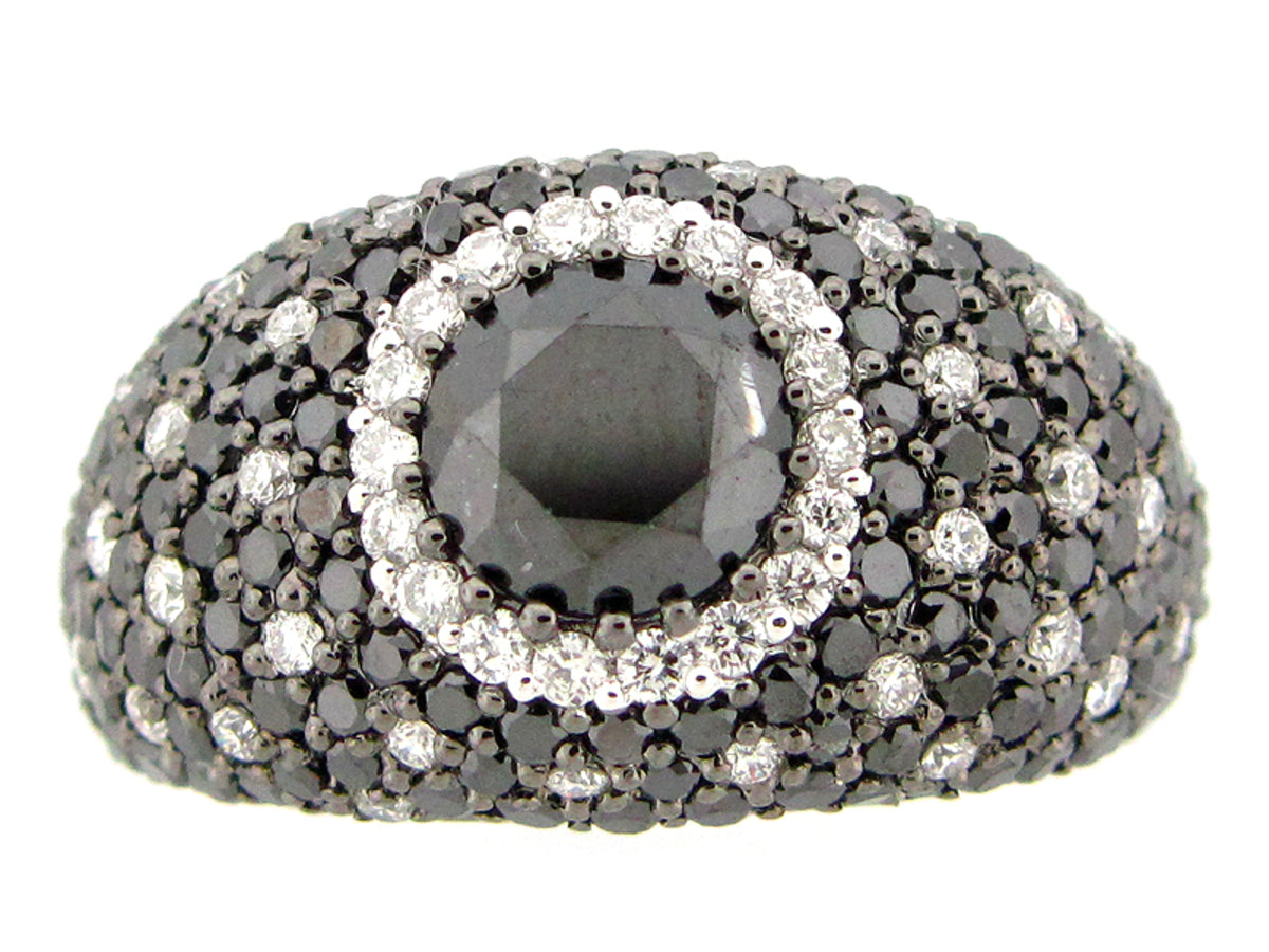 BLACK & WHITE DIAMOND RING, 18KW (R/N)