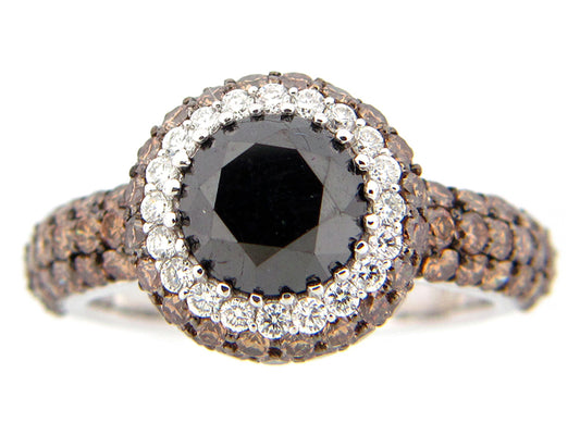 BLACK, BROWN & WHITE DI RING, 18KW (R/N), CENTER=1.88