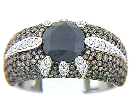 BLACK, BROWN & WHITE DIAMOND RING