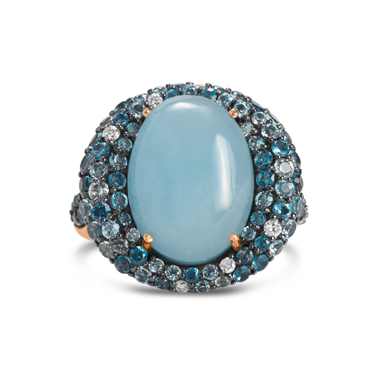 Aquamarine Cabachon Mosaic Ring