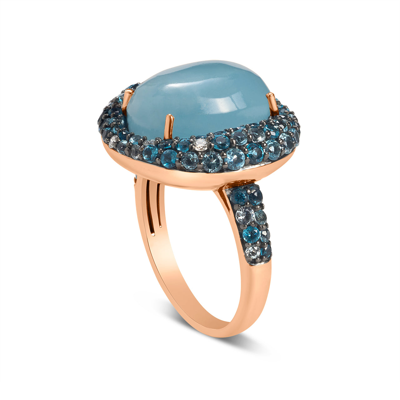 Aquamarine Cabachon Mosaic Ring