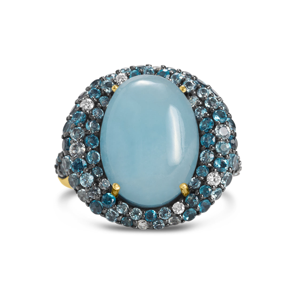 Aquamarine Cabachon Mosaic Ring