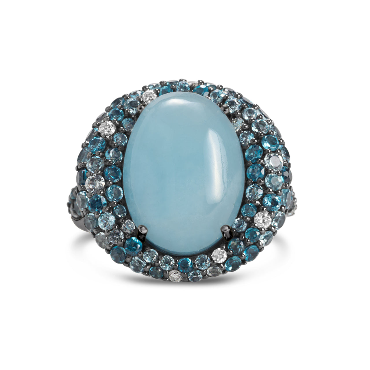 Aquamarine Cabachon Mosaic Ring