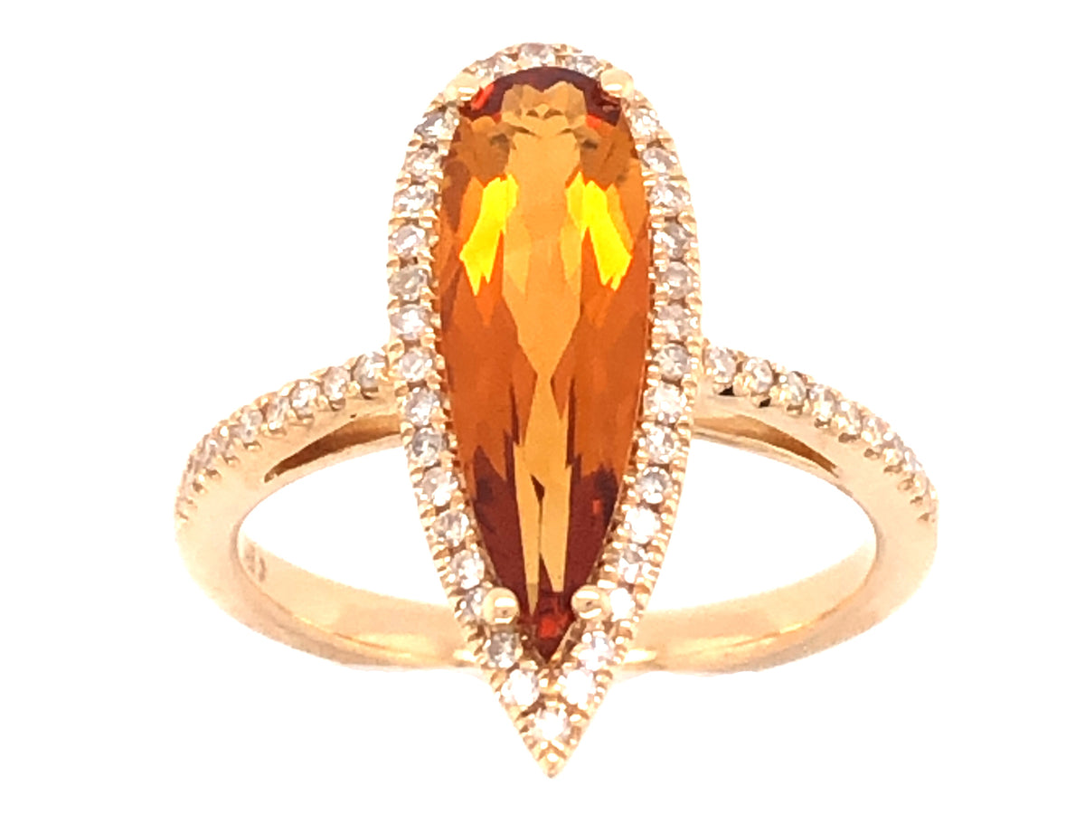 CITRINE PEAR & DIAMOND HALO RING
