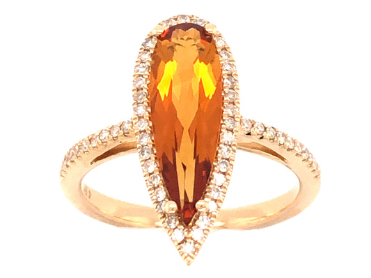 CITRINE PEAR & DIAMOND HALO RING