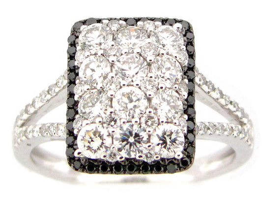 BLACK & WHITE DIAMOND RING, 14KW (R/N)