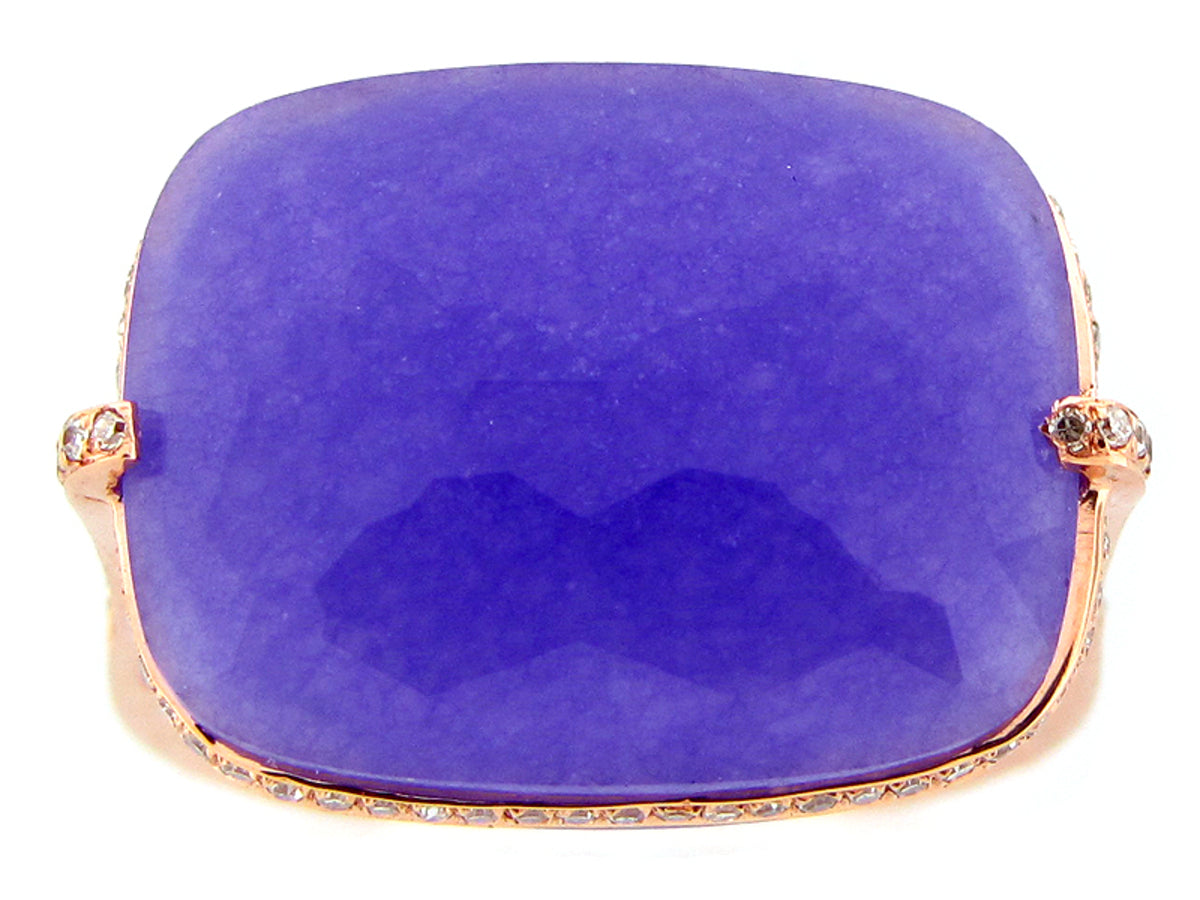 LAVENDER JADE & DIAMOND RING, 14KR (R/N)