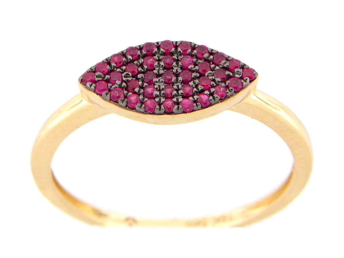 RUBY MARQUISE RING,14KY (H)