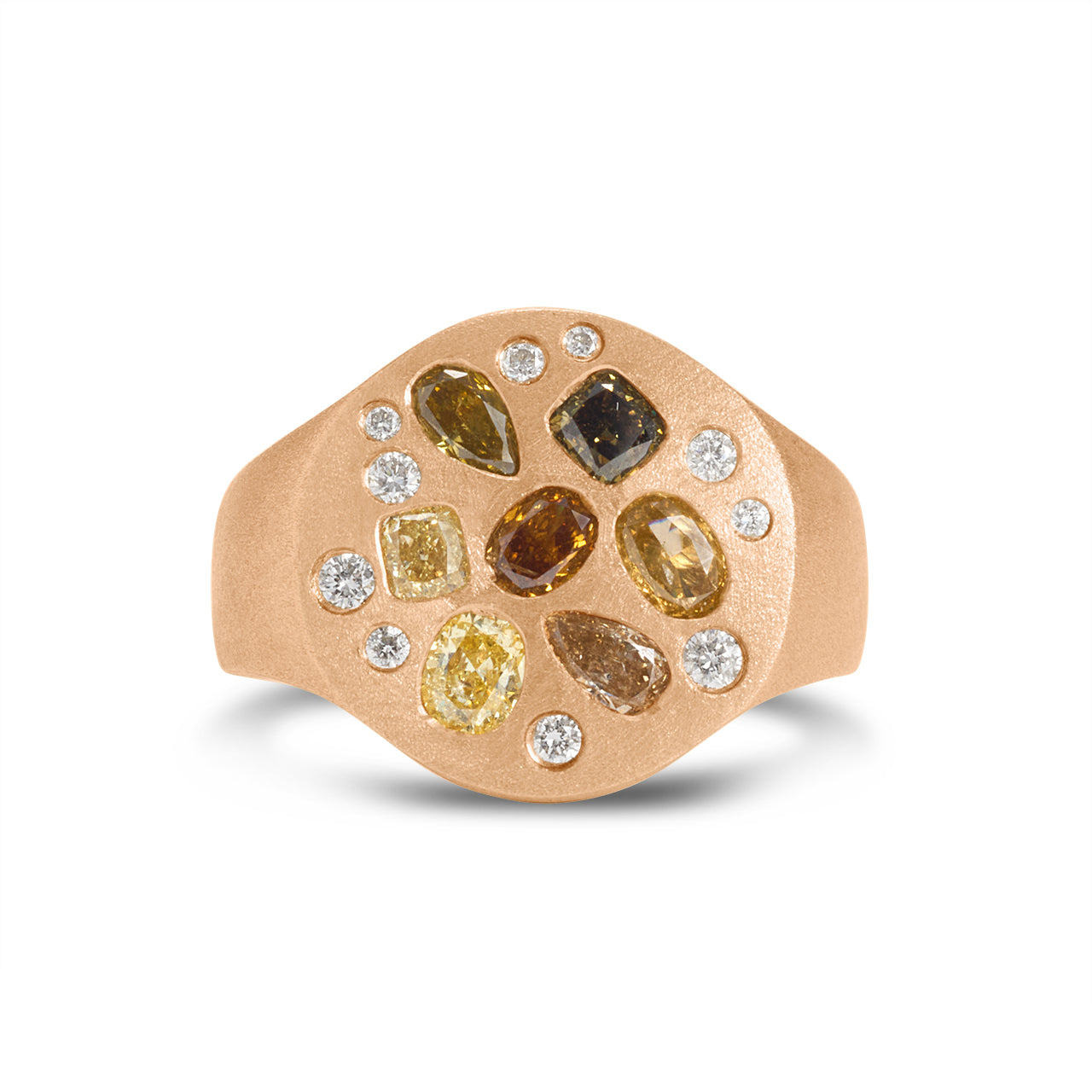 Fancy Diamond Scatter Signet Ring