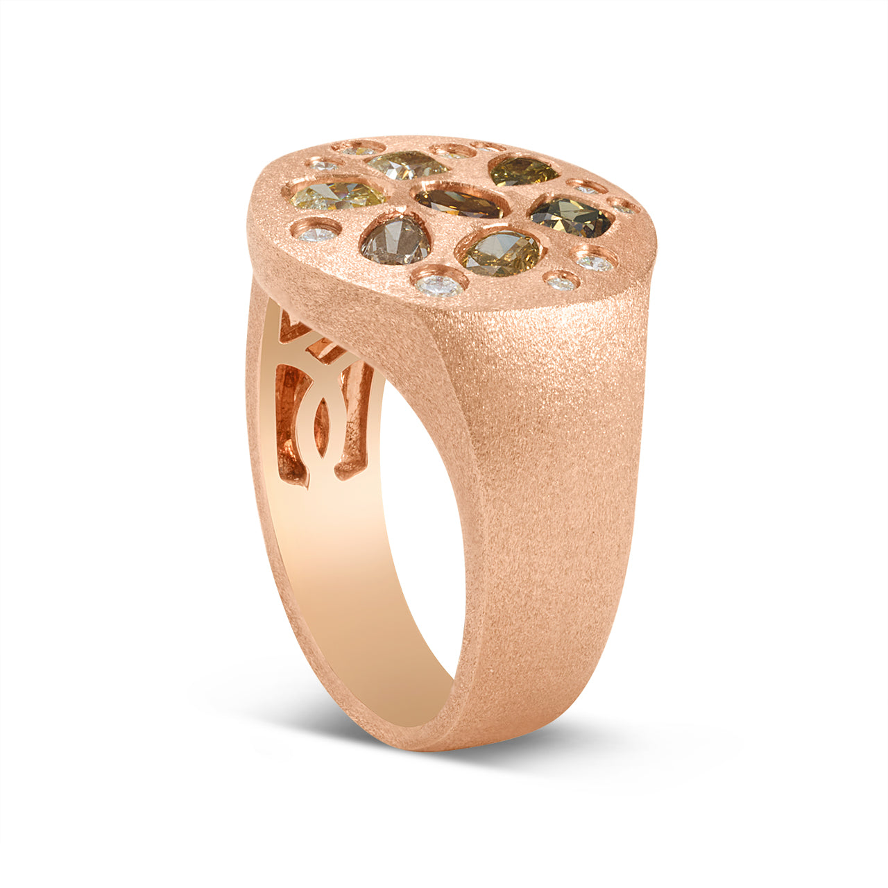 Fancy Diamond Scatter Signet Ring