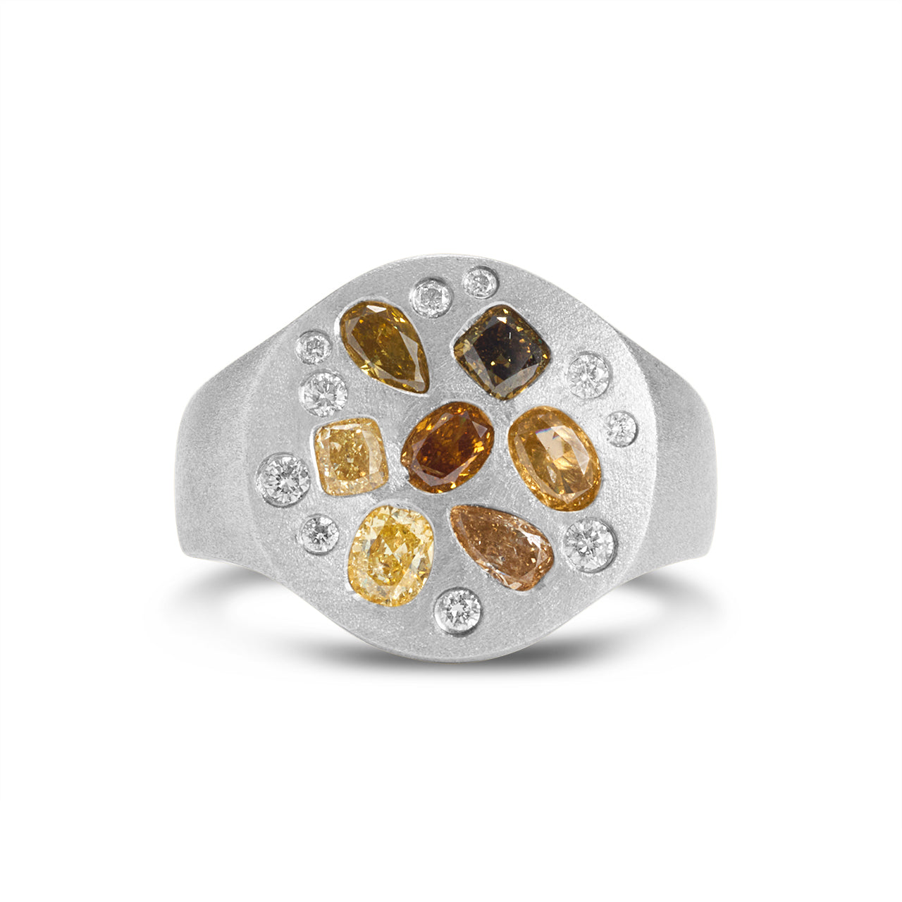Fancy Diamond Scatter Signet Ring
