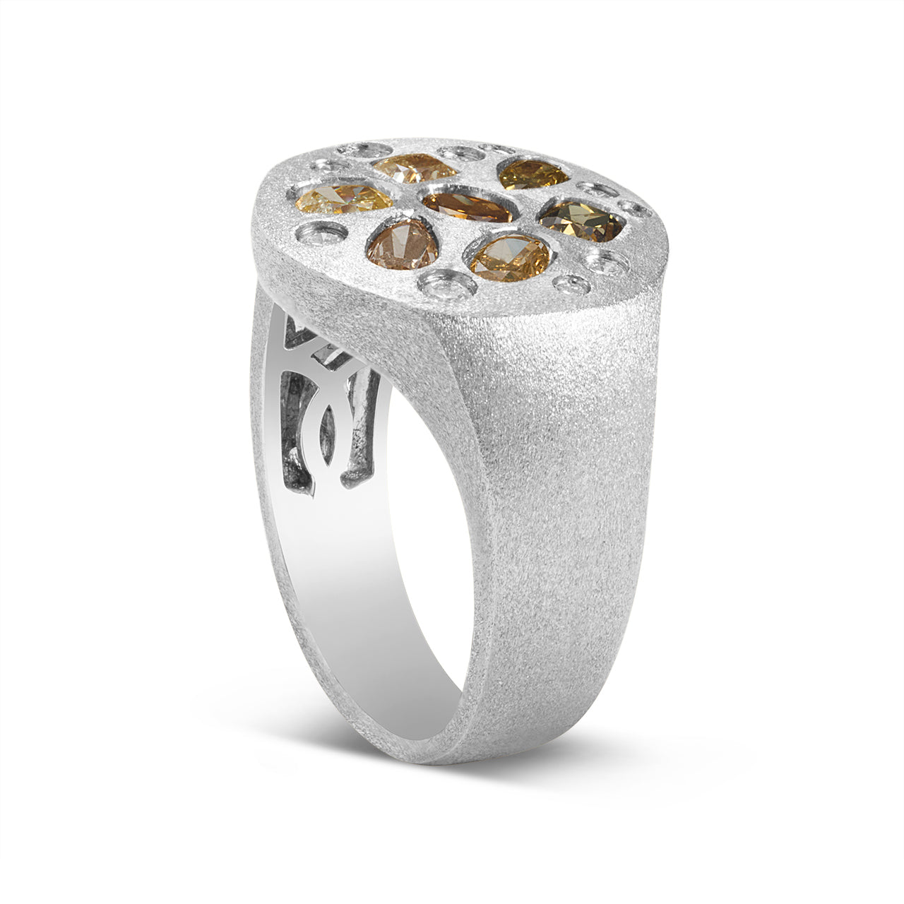 Fancy Diamond Scatter Signet Ring