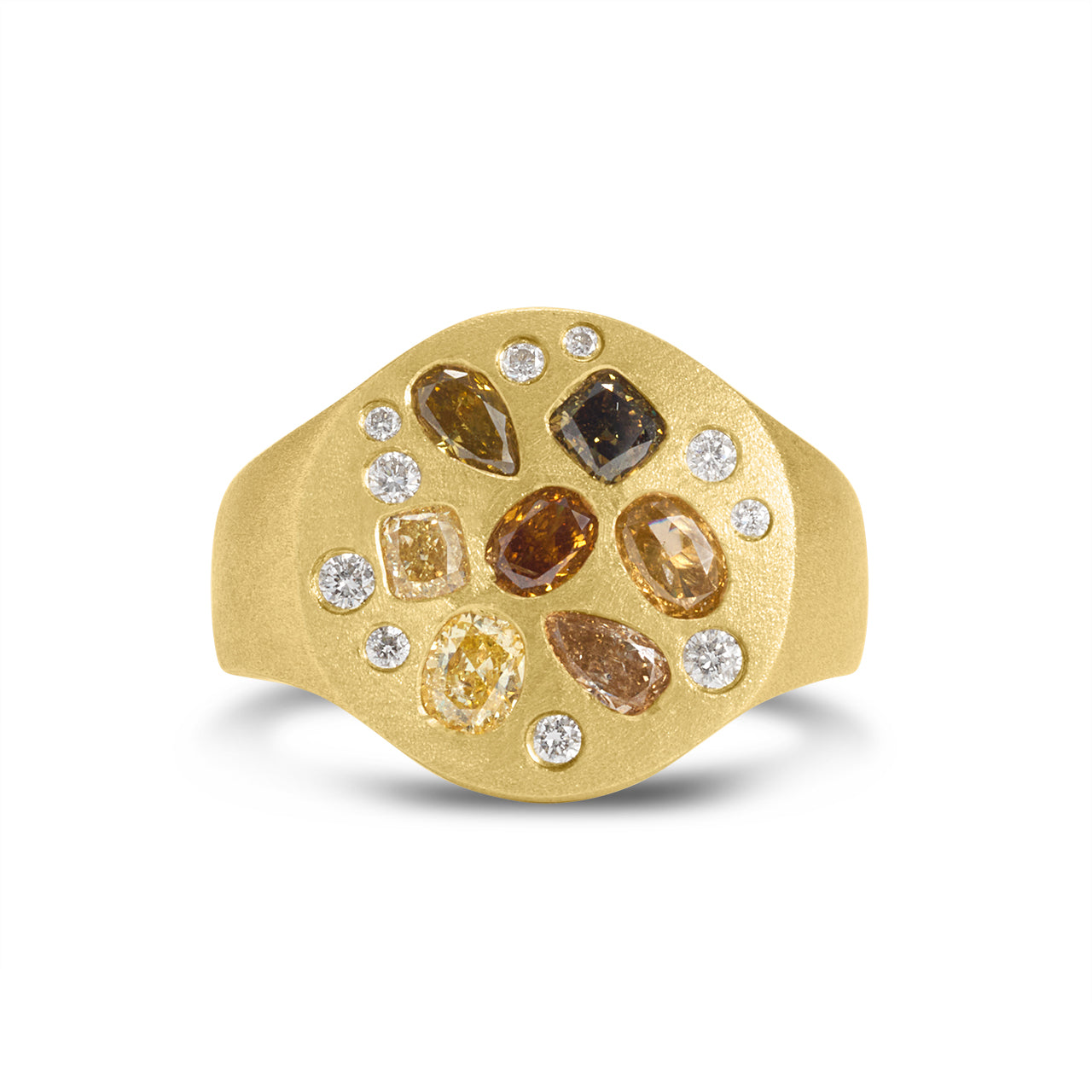 Fancy Diamond Scatter Signet Ring