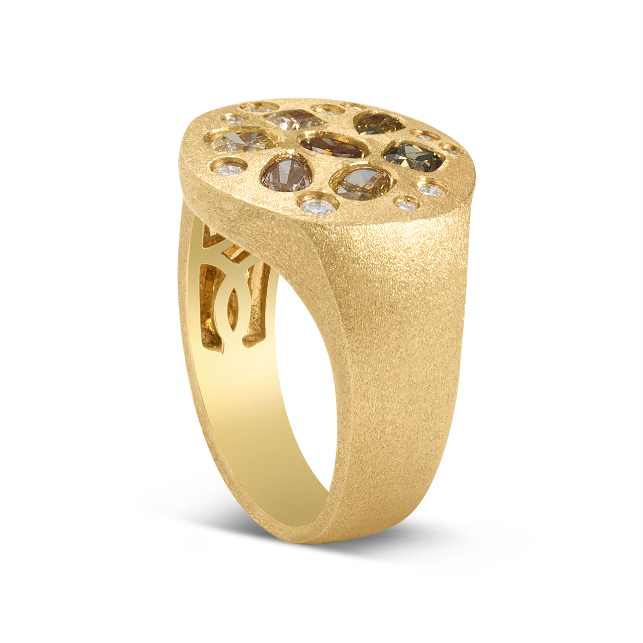 Fancy Diamond Scatter Signet Ring