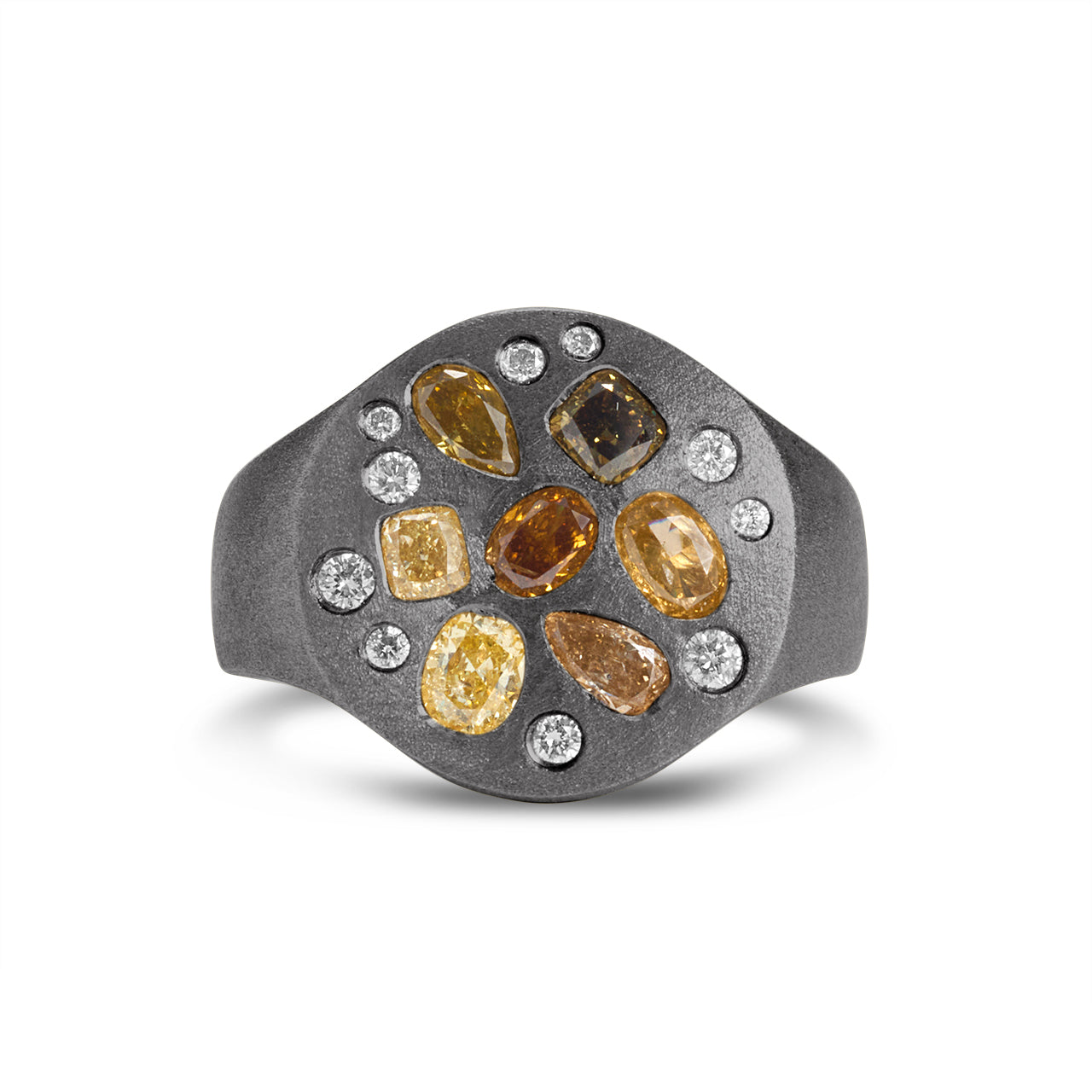 Fancy Diamond Scatter Signet Ring