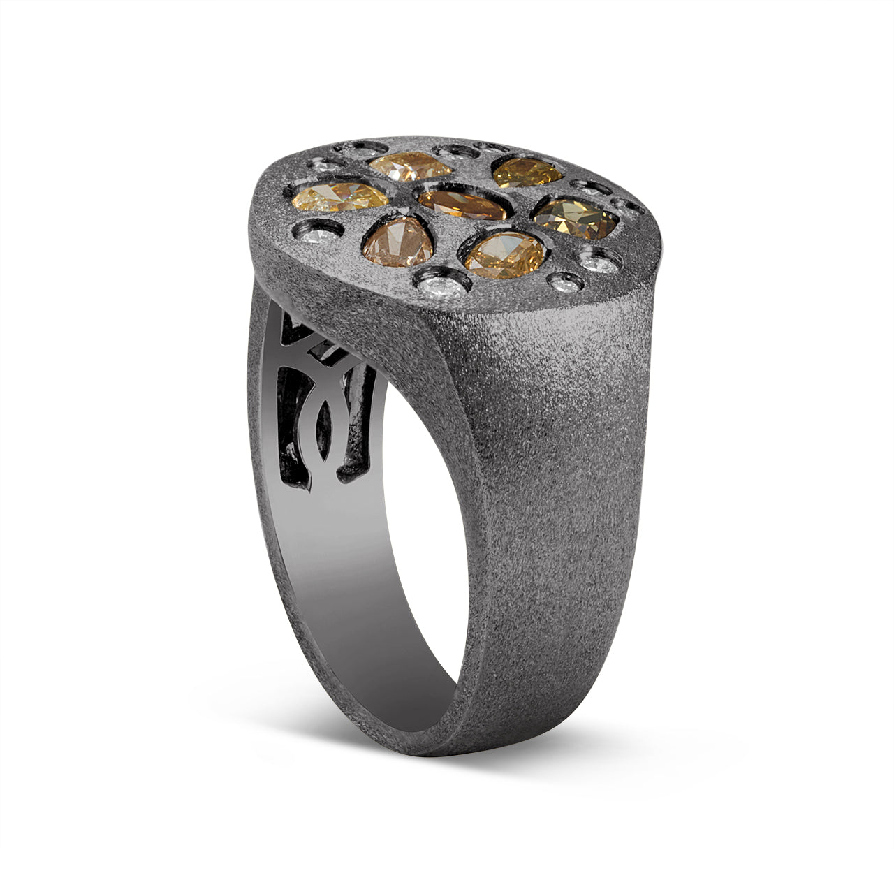 Fancy Diamond Scatter Signet Ring