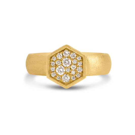 Diamond Hexagon Wide Ring