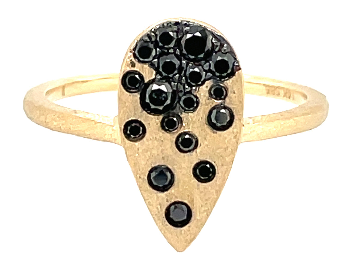 BLACK DIAMOND FLUSH SET PEAR RING, SATIN FINISH