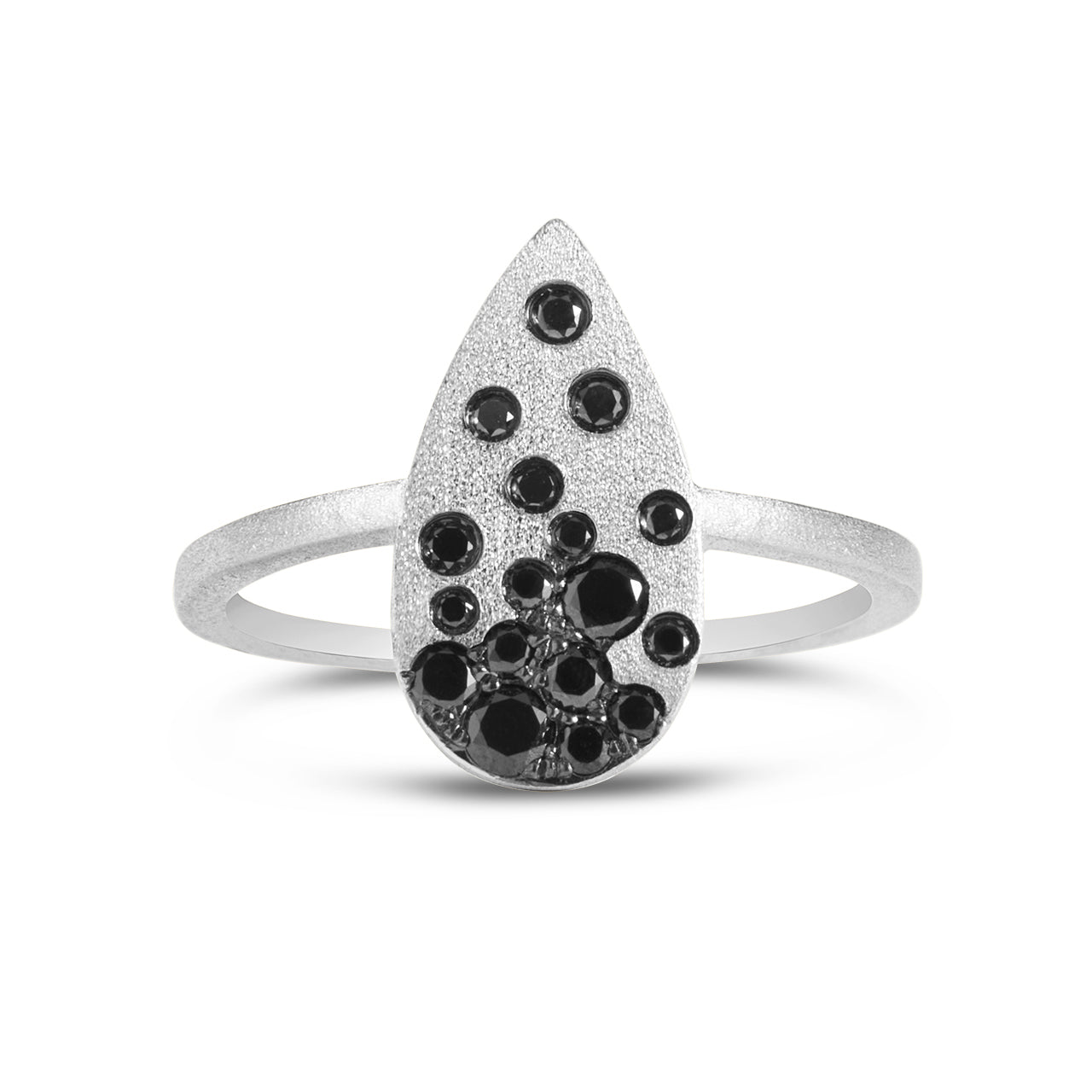 Black Diamond Confetti Pear Ring