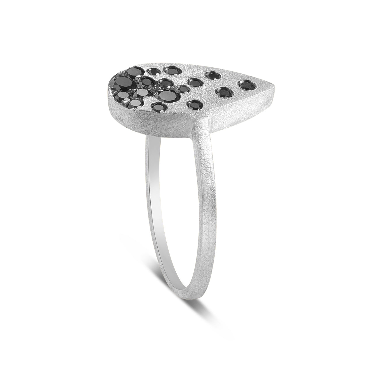 Black Diamond Confetti Pear Ring