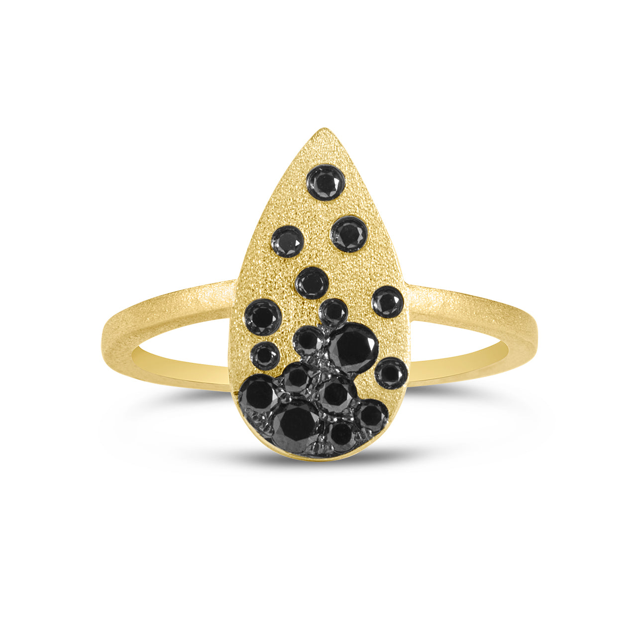 Black Diamond Confetti Pear Ring