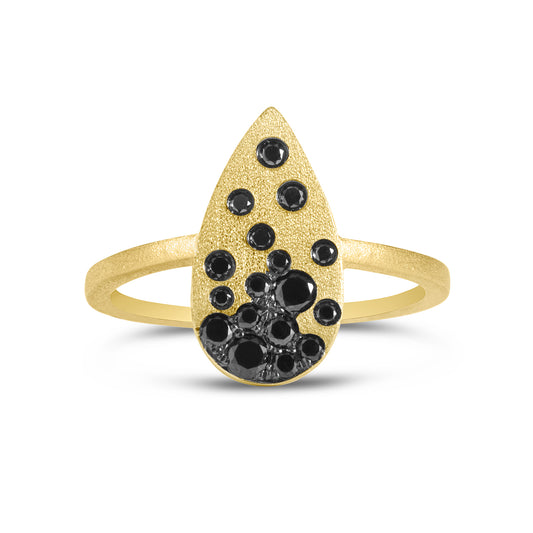 Black Diamond Confetti Pear Ring