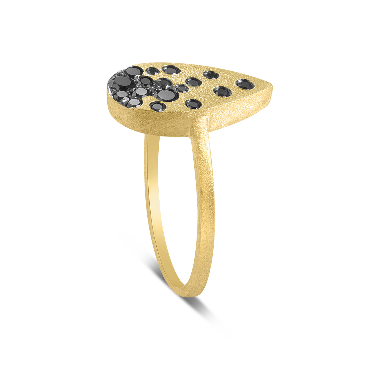 Black Diamond Confetti Pear Ring