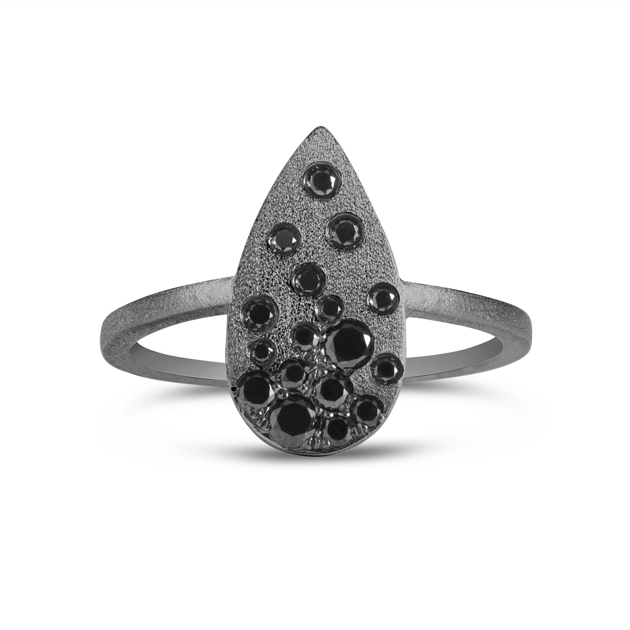 Black Diamond Confetti Pear Ring