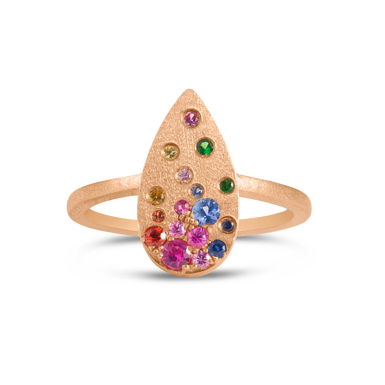 Rainbow Sapphire Confetti Pear Ring