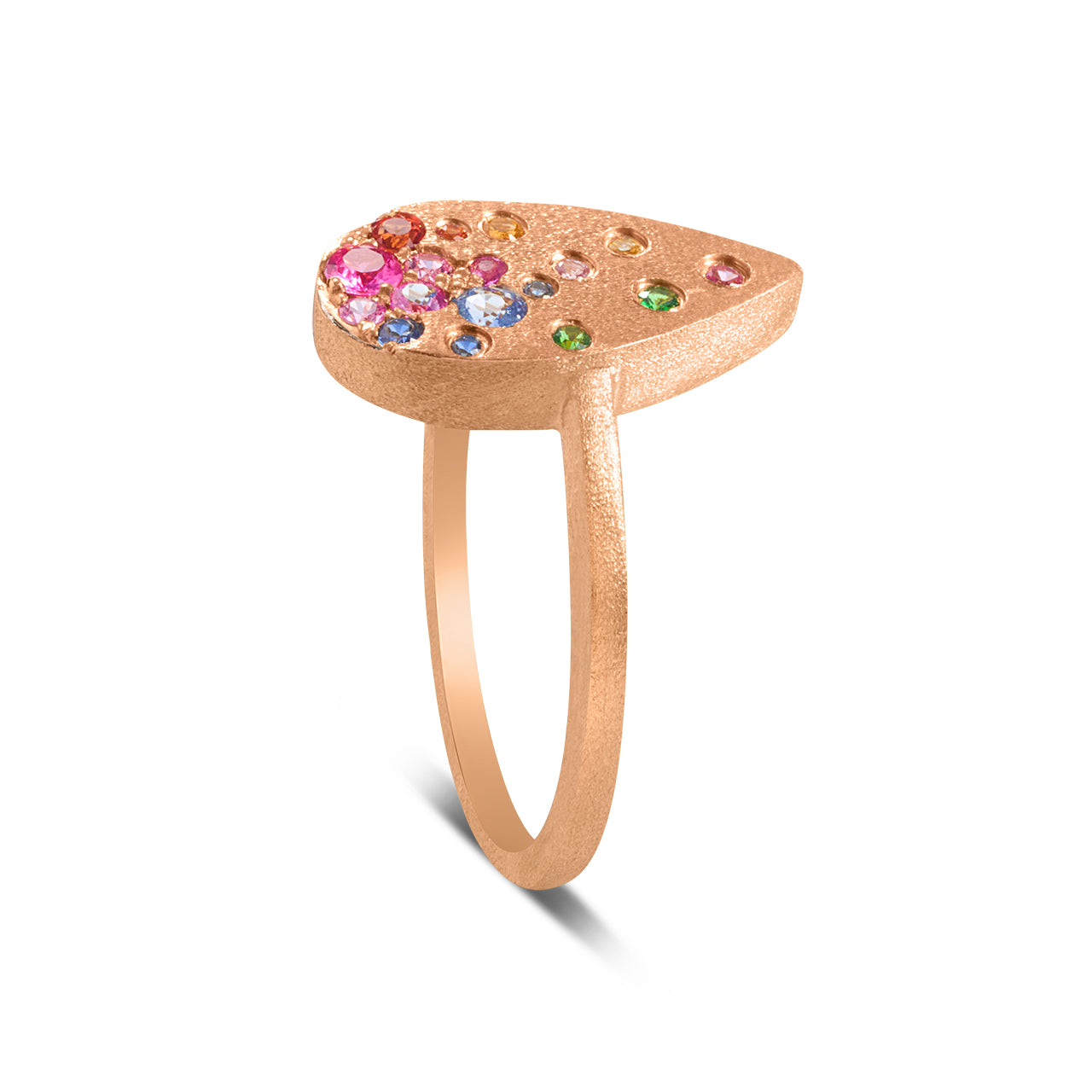 Rainbow Sapphire Confetti Pear Ring