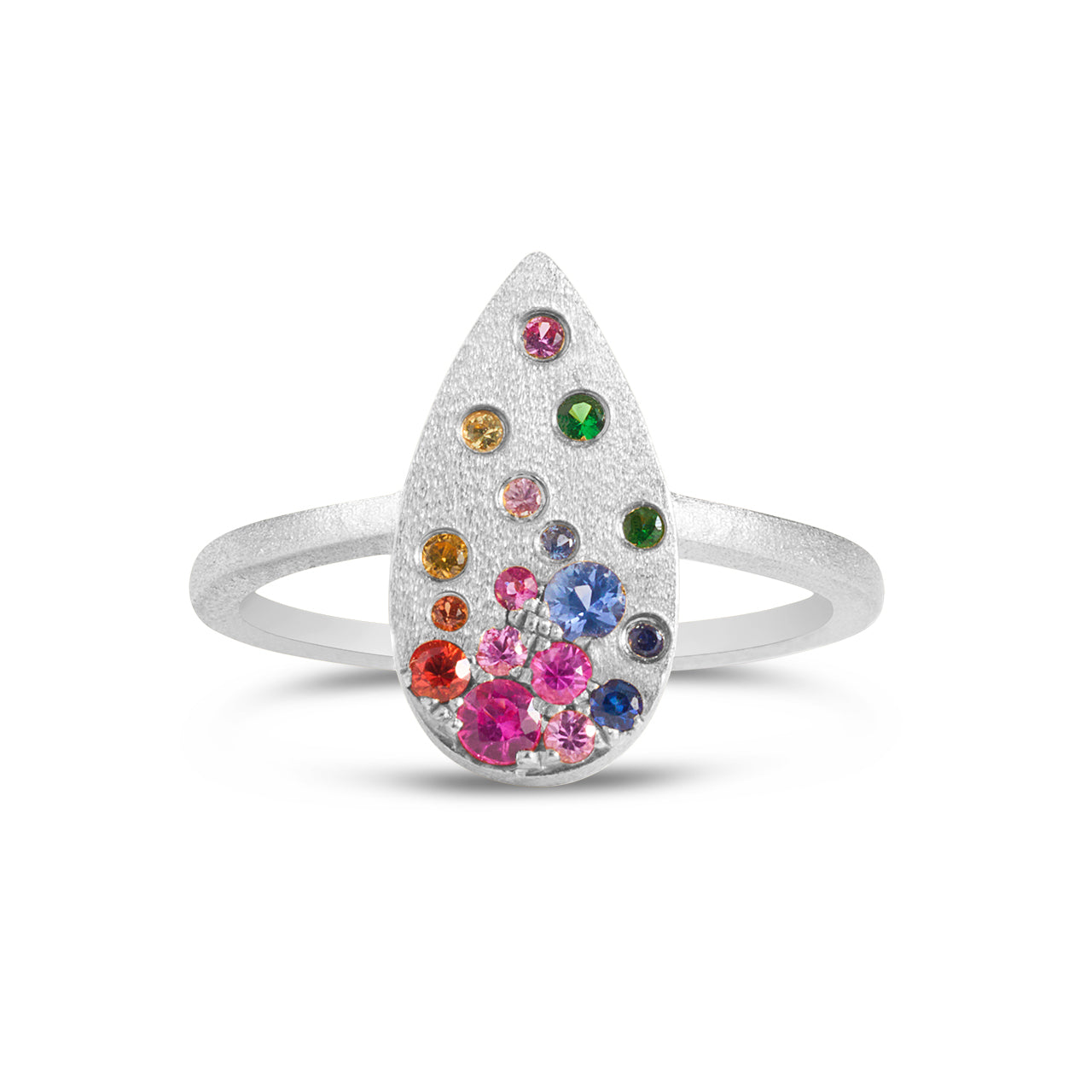 Rainbow Sapphire Confetti Pear Ring